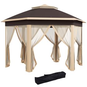 13 x 13 Pop Up Gazebo Hexagonal Canopy with Mesh Netting for Outdoor Events Patio Garden Wedding Party Shelter