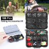 188PCS Fishing Accessory Kit - Includes Hooks, Sinker Weights, Lures, Swivels & More, Premium Corrosion-Resistant Material with Tackle Box for Easy S